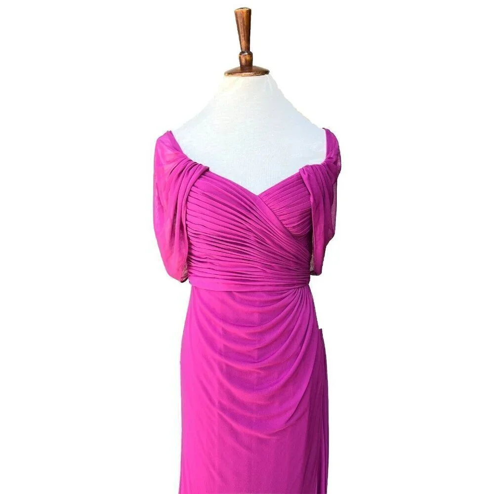 Women's Alex Evenings Shirred Mesh Gown Dress Size 6 Purple NWOT - Picture 8 of 14